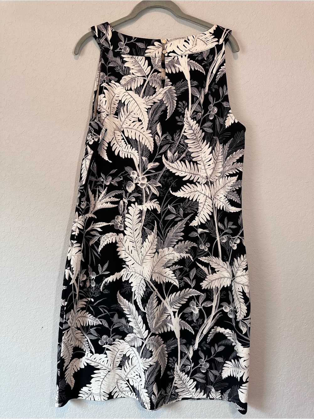 Talbots Black and White Tropical-Print A-Line Skirt